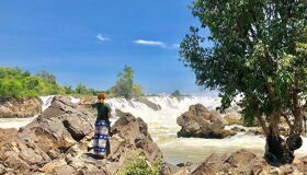 Don Khong Island Waterfalls and rocks